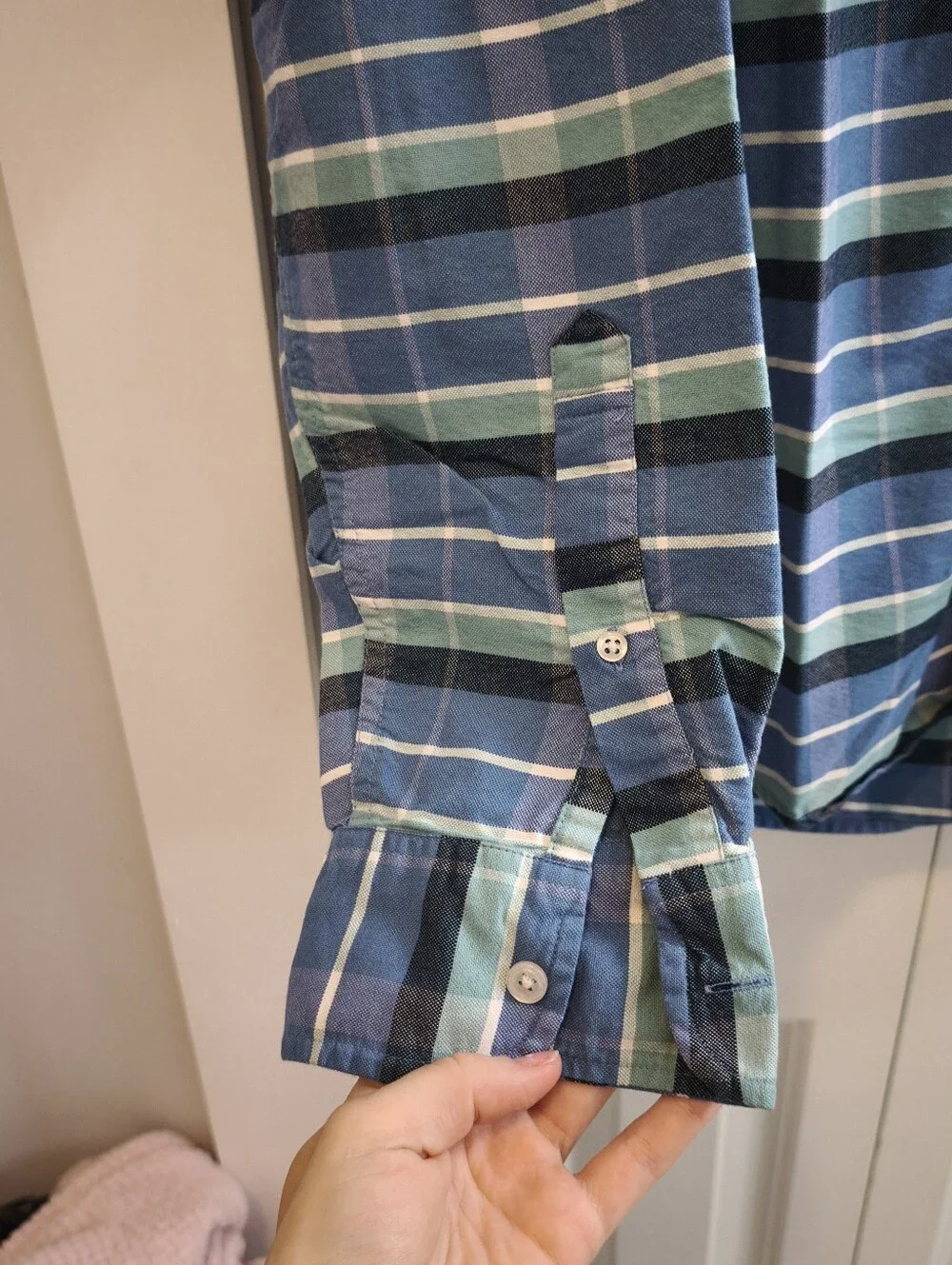 J. Crew Blue & Green Plaid Button-Down Shirt Flex Oxford